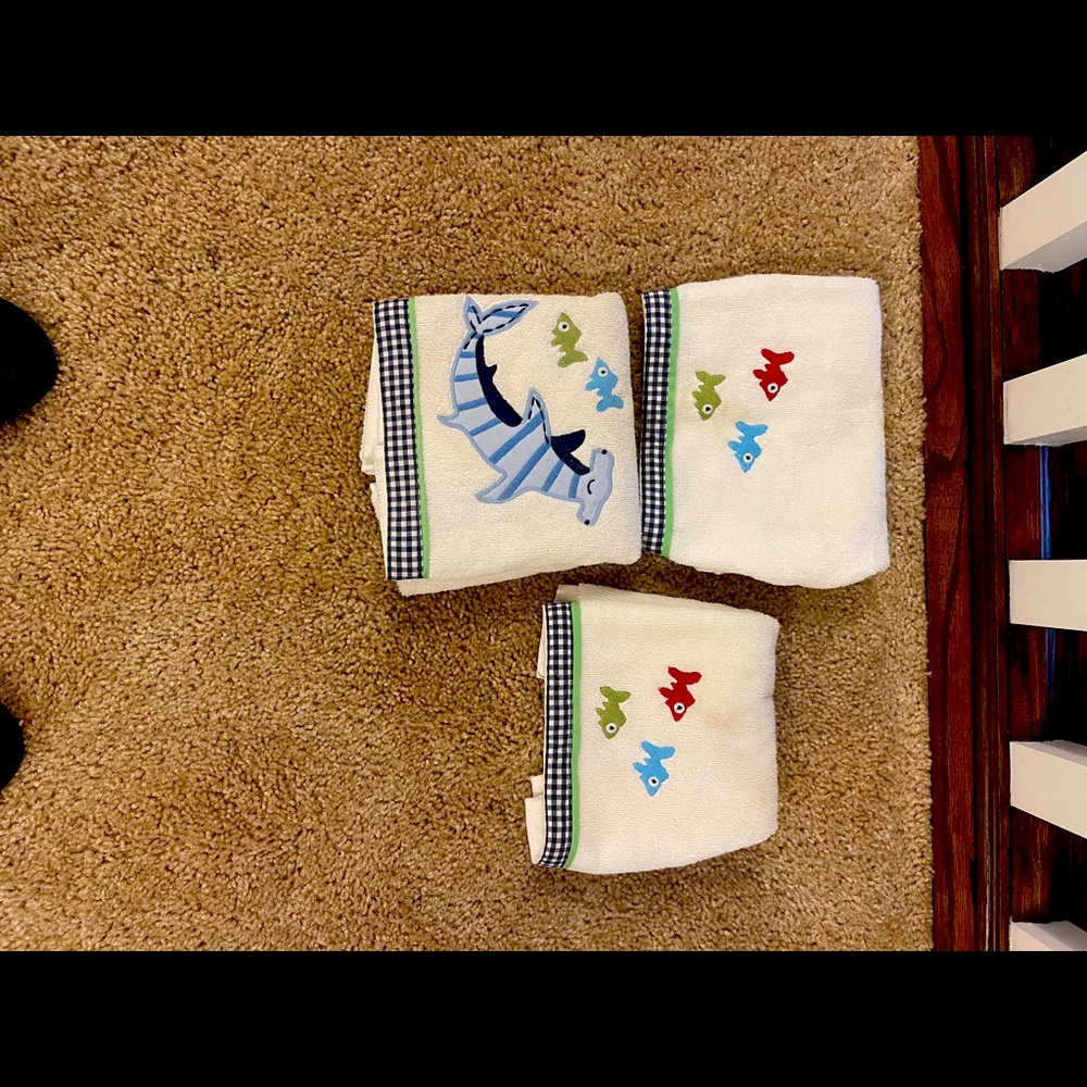 Pottery Barn kids fish decorative hand towels